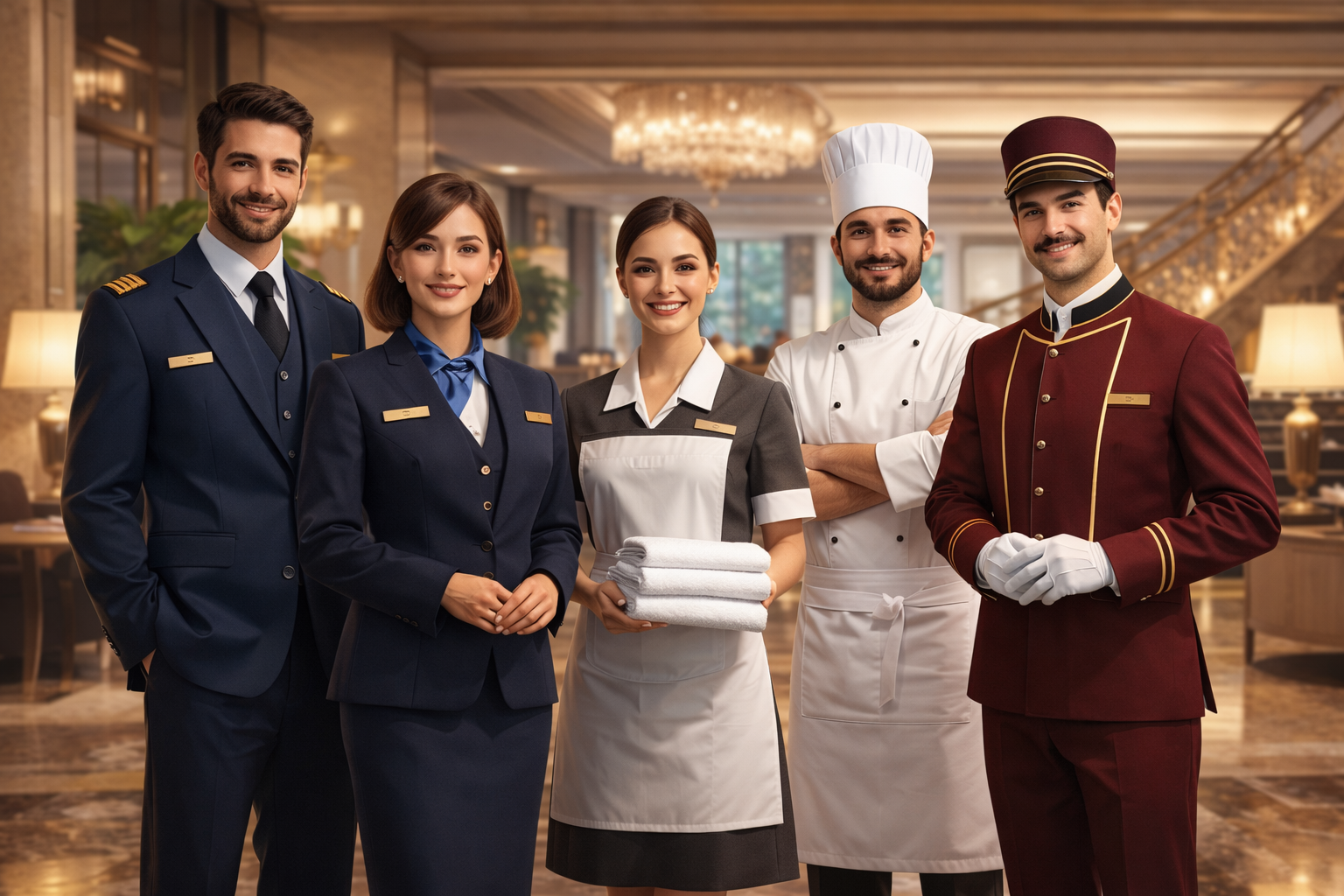 أزياء الضيافة الفندقية الحديثة من ترادينيوم – أناقة واحتراف في بيئة فاخرة